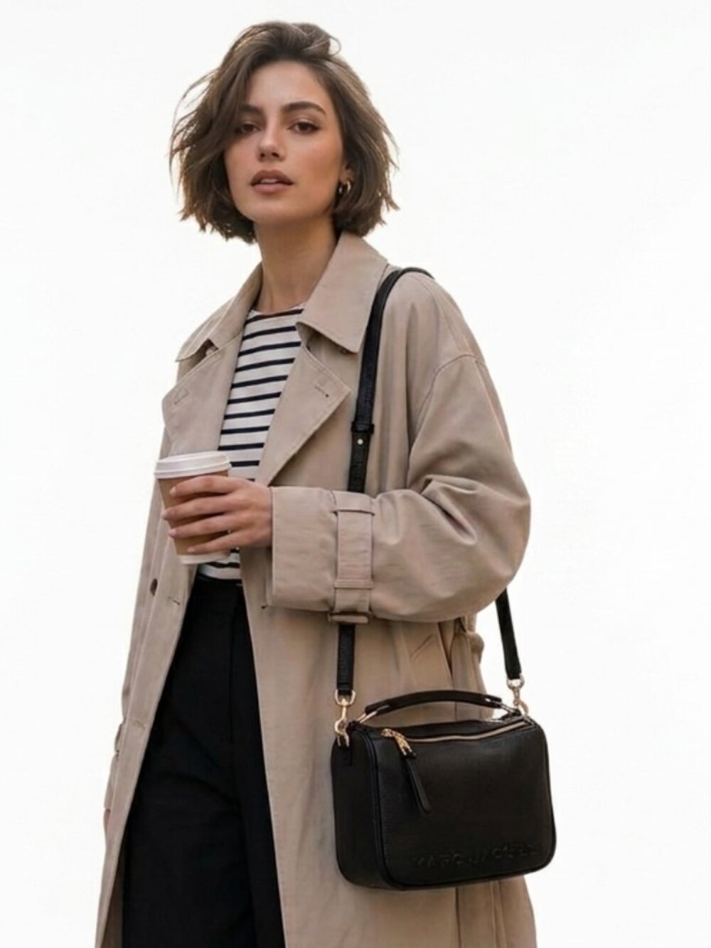 Marc Jacobs The Soft Box 23 Black Leather Crossbody Bag Gold Hardware Duster